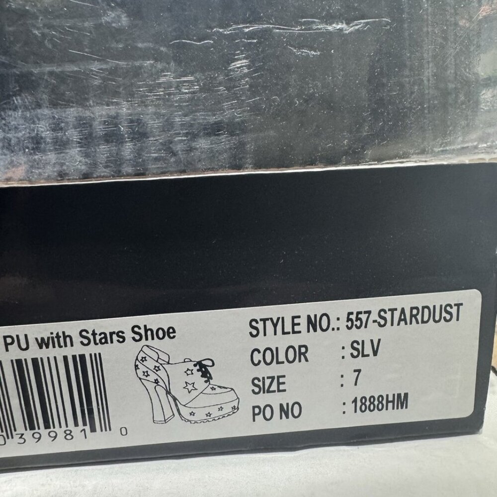 Ellie Silver Glitter Platform Heels with Holographic Star Accents - Picture 6 of 6